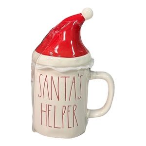 Rae Dunn "SANTA'S HELPER" White Figural Coffee Mug